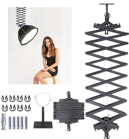 Kit de Charnière à Force Constante de Levage 2M Système de Rail de Plafond pour Photographie avec Accessoires de Corde de Sécurité pour Salle de Diffusion en Direct Studio Flash Equipement Spécialisé