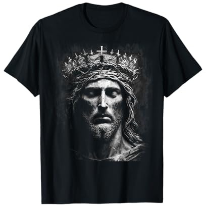 Esoteric Empyre Jesucristo Rey De Reyes Señor de Señores Camiseta Unisex-Adultos, Negro, Talla S, Manga Corta, Jersey, Religioso, Encaje Clásico, Manga De Doble Puntada Y Bastilla Baja