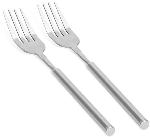 2pz Forchetta Estendibile Acciaio Inossidabile, 22-64cm Forchetta Cena Telescopica Espandibile Forchetta Manico Lungo Retrattile per Dessert Frutta Barbecue Forniture per Tavola