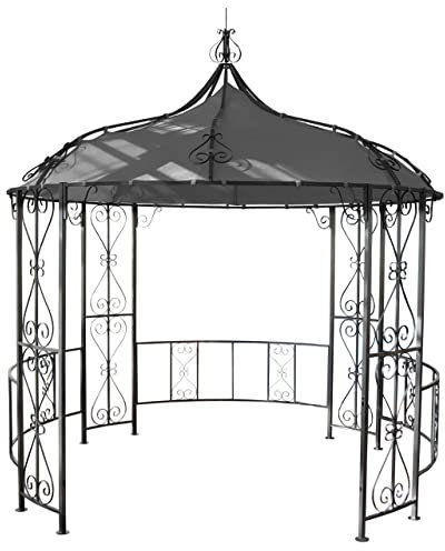 Décoshop26 - Pabellón de jardín (redondo, cenador, carpa de recepción, marco de acero, resistente, 3 m, gris, 04_0004060)