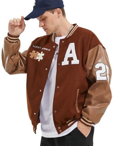 Covisoty Chaqueta de Béisbol para Hombre Chaqueta Universitaria Deportiva Abrigos Hombres Mujeres College Jacket de Sudor Clásico Bordado Chaqueta
