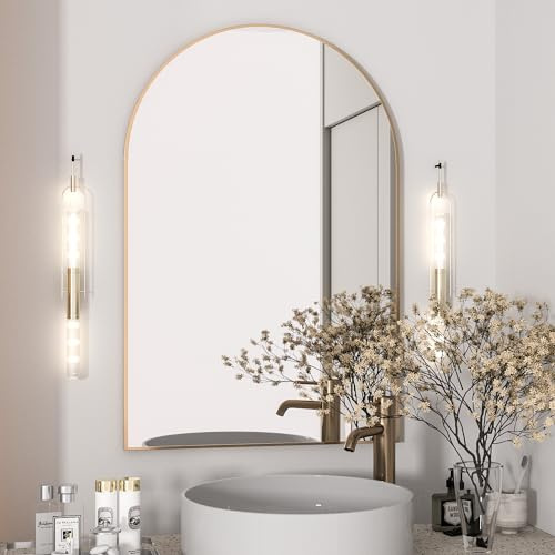 Elemango Böjd väggspegel med ram - 50 x 75 cm - Guld