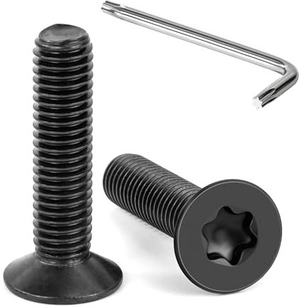 Tunejoy Tornillos de Cabeza Avellanada Torx M8 x 35 mm Negro Tornillo Avellanado Mecánico de Acero Inoxidable A2 V2A con T40 llave Rosca Completa 20 Piezas