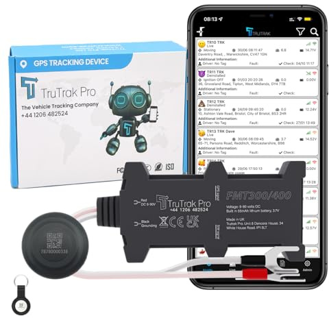 TruTrak Pro FMT400 4G GPS Tracker with Tag - Real-Time Vehicle Tracker for Car, Van, Motorcycle, Caravan, Tractor - PAYG, 9–90V, Self-Install with SIM & Data