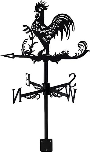 YXKJHH Veleta de Acero Inoxidable, Veleta Retro con Forma de Gallo, Veleta de jardín con Forma de gallinero, indicador de dirección del Viento para cobertizos, techos, chozas, Patios y ad