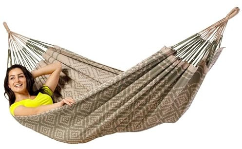 The Relax Company Hängematte für 1 Person - 100% Baumwolle - 300x140cm - Grau - Bis 120kg Belastbarkeit - für Garten, Balkon & Innenbereich