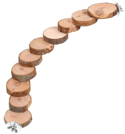 TOYANDONA Escalera para Trepar y Morder de Madera de Manzana para Pájaros y Hámsters, 10 Peldaños 40 Cm, Juguete para Jaula de Periquitos y Loros, Accesorio de Descanso y Ejercicio