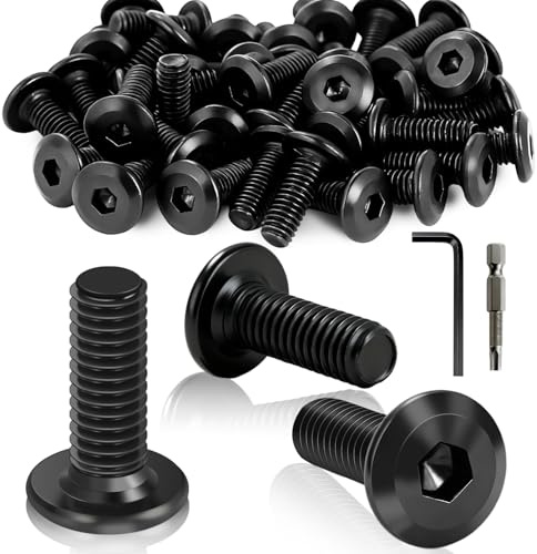 40 viti a testa piatta M6 x 16 mm, viti a testa bombata M6, viti a testa piatta con esagono incassato e punta per cacciavite (M6 x 16)