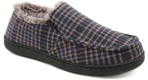 SMajong Zapatillas de Estar por Casa Hombre Invierno Cálido Pantuflas Zapatos con Antideslizante Suelo para Interior y Exterior Azul Amarillo 44 EU
