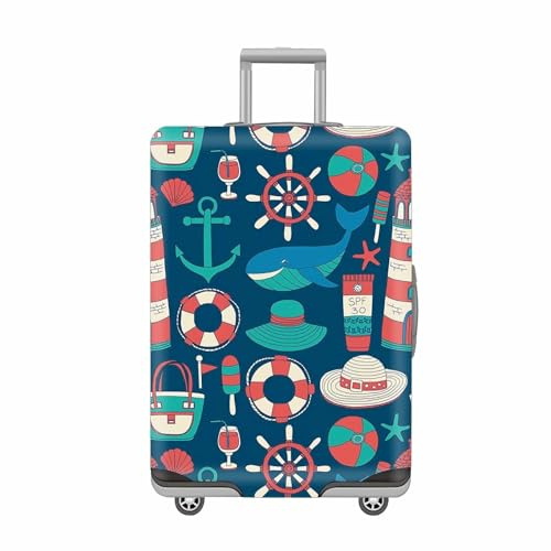Oridaceae Housse de Valise élastique, Housse de Protection pour Valise de Voyage, Lavable, Réutilisable et Anti Poussière (Style plage et marin, XL (29-32 Pouces))