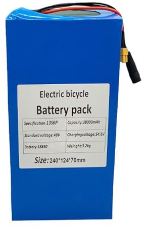 48V 38Ah E-Bike Lithium Akku Mit Ladegerät 13S6P Wasserdichter PVC-Akku Eingebauter BMS Leistungsstarker Lithium-Ionen-Akku Für 500W-2000W Motoren XT90