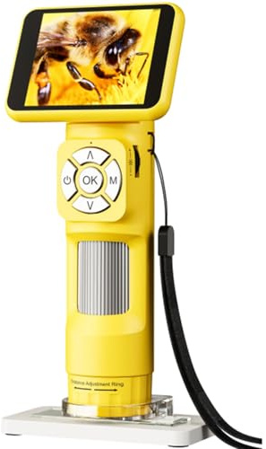Asixxsix Digital Microscope Förstoringsglas, USB -mikroskop med 2,8 Tum IPS -skärm, 120x Förstoring, 8 LED -lampor, Laddningsbara för Vuxna Barnsamlare