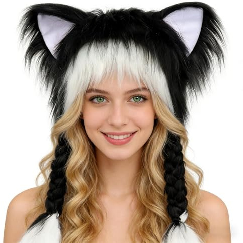 Genérico Gorro de Piel Animal | Accesorios De Cabeza Para Cosplay Y Fiestas De Disfraces - Gorro De Invierno Adorable Con Orejas De Gato Falsas | Para Adultos, Mujeres, Niños Y Toda La