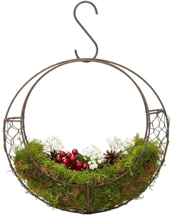 Cage à Matériaux pour Nids d'oiseaux | Panier à Fleurs en Forme de Lune | Cage en Fil pour Nidification de Colibris - pour Jardin Terrasse Balcon Extérieur