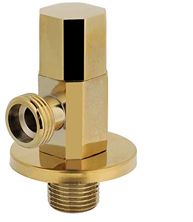 Válvula de cierre angular de latón dorado, válvula de control de agua para baño, válvula angular para grifo con rosca extendida, resistente a la corrosión y a la oxidación para el
