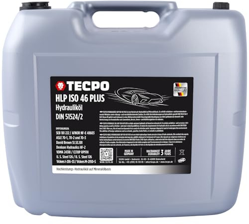 TECPO HLP 46 ISO VG Huile hydraulique 20 l Viscosité Liquide hydraulique pour haute pression