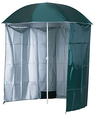 Outsunny Parasol de plage Ø 2,2 x 2,2 cm protection UV sac transport, sardines et lestage intégrés vert foncé