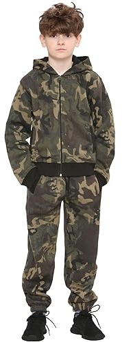 A2Z 4 Kids Girls Tracksuit Hooded Sweatshirt Camouflage Top Bottoms Comfortable - T.S A2Z Camo Green 5-6