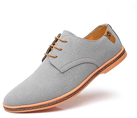Chaussures de Ville Homme Cuir Suede Classic Business Oxford Basses Chaussures à Lacets Confortable Décontracté Tendance Derbies Gris 40
