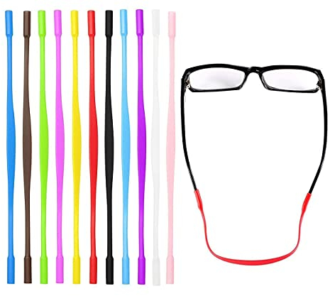 YANGWEN Eyeglasses Strap, 10 Pieces Silicone Eyeglass Strap Eyewear Retainers Sports Anti-slip Elastic Glasses Sunglass Cord Holder for Kids(10 Color)