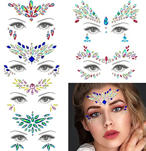 Gesicht Edelsteine Temporäre Tattoos Halloween Festival Glitter, Schmucksteine Festival Face Sticker für Karneval Schminke, Parties,Make-up