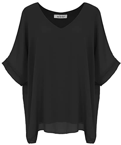 Van Der Rich ® - Blouse Ample en Voile Mousseline Col V Doublé Intérieur - Femme