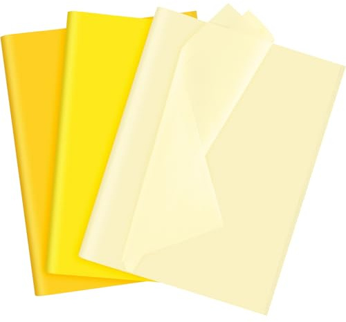 NEBURORA Juego de Papel de Seda Amarillo Surtido 60 Hojas Papel para Envolver Regalos Papel artístico Manualidades 3 Colores Amarillos para Embalaje de Regalo navideño de Acción de Gracias de otoño