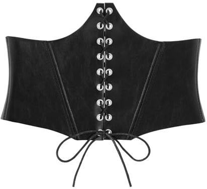 LEACOOLKEY - Cintura da donna in stile corsetto elastica, vintage con lacci larghi, cintura in vita legata per costume di Halloween, Passform Taillenumfang: 68cm-78cm