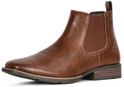 IUV Cowboy Boots For Men Ankle Boots Western Boot Casual Dress Slip On Chelsea Men, Brown, 8 UK