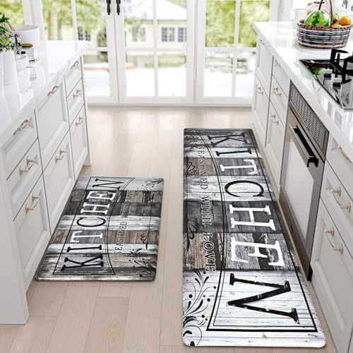 Yugarlibi Alfombra de Cocina de PVC, 2 Unidades, Antideslizante, Lavable, Alfombra de Cocina, 10 mm de Grosor, antifatiga, Impermeable, Resistente al Aceite, Suave, para