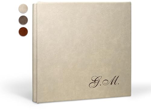 Álbum de Fotos 30x30 - Tapa de ecopiel bordada, 100 páginas con papel de seda - Elegante álbum de fotos de boda para fotos vintage, fotos polaroid (Ecocover nature, 30x30 100 pagine)