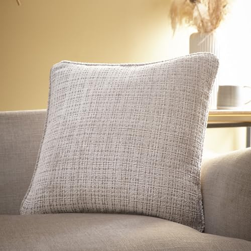 Appletree - Natural Chenille Cushion (43 x 43cm) - 100% Recycled Polyester - Filling Included - Natural Cushion with Cover Included/Cushion Insert - Cushion in Natural Linen for Sofa/Living Room