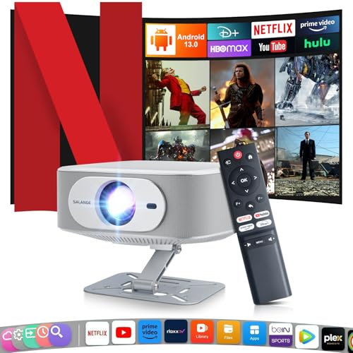 【Compatible with Netflix】2025 Upgraded Eroshoo Smart Projector Built-in Apps,800ANSI 4K Supported Native 1080P Proyector with WiFi6 BT5.2,Video Projector Support Electric Focus & Keystone for bedroom