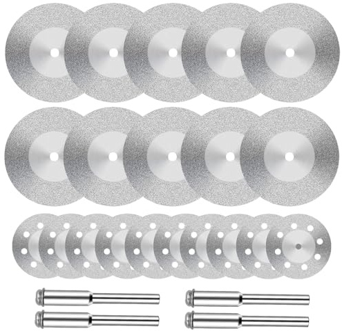 KOOLEVER 24PCS Diamond Cutting Discs 40mm & 22mm, for Dremel Bits | with 4 Mandrels, Mini Diamond Saw Blades for Dremel Cutting Discs, Rotary Tool, Glass Tile Stone Metal Wheel