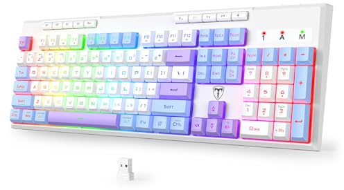 RisoPhy Wireless Gaming Keyboard, Tri-Mode BT5.0/2.4GHz/USB-C, RGB Light up Backlit Keyboards, Customizable Macro Keys, 26 Anti-ghosting Keys, 4000mAh Battery, Creamy Computer Keyboards