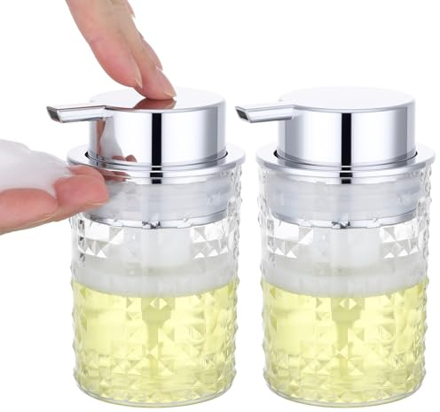 Segbeauty Dispenser Sapone Schiuma, 2 Pezzi 300ml Dispenser Sapone Bagno, in Plastica, con Grande Testa Della Pompa, per Shampoo, Bagnoschiuma (Trasparente)