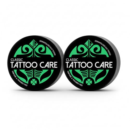 Tattoo Care Classic – Crema para tatuajes – 2 x 35 g – Sin perfume – Cuidado intensivo y protección de la piel – Para tatuajes nuevos y antiguos – Color intenso, protege contra la decoloración