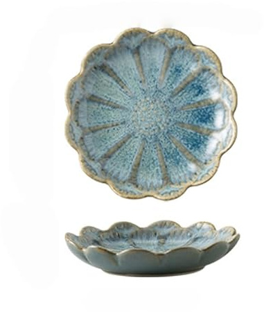 2Pcs Ceramic Jewelry Dishes, Decorative Trinket Trays, Small Ring Dishes, Trinket Key Trays, Jewelry Trays, Jewelry Plates, Key Bowl, Ceramic Trinket Dish Gift for Women and Girls (Light blue)
