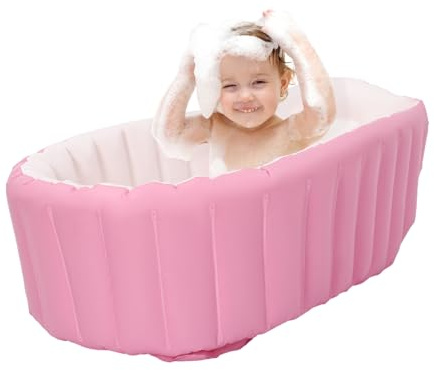 Vasca da bagno gonfiabile per bambini, portatile da viaggio per neonato, vasca da bagno per bambini con pompa ad aria, pieghevole antiscivolo bacino doccia mini aria piscina per neonati piscina per