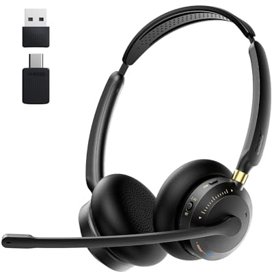 Wireless Headset with Mic for Work,Bluetooth Headset for Calls & Meetings