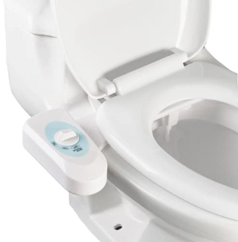 Elektrischer WC Bidet Aufsatz, Einstellbar Kaltwasser Spray Dusch WC für Intimreinigung, Bidet Dusche Toilette mit Warmwasser und Druckschalter WC-Sitz für Kaltes Wasser, Eins Button