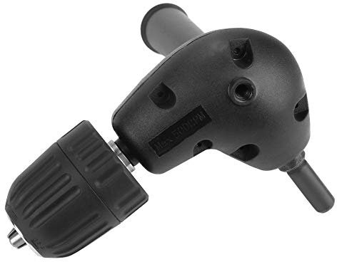 Jadeshay Right Angle Drill Attachment,9.5mm Right Angle Bend Extension 90 Degree Bend Extension Keyless Drill Chuck Converter Adapter for Electric Drills in Tight Corners