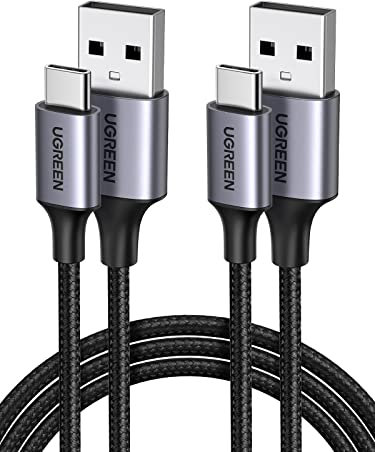 UGREEN USB C Kabel 2 Stück USB auf USB C Kabel Nylon Geflochten USB C Ladekabel kompatibel mit S24 Ultra S24+ S24 S23 S22 S10 A73 A72 A53 P60 Lite iPhone 15 Pro 15 Pro Max(3M)