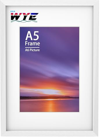 A5 White Acrylic Picture Frame 16x22cm with A6 Mount - Wall Mount Only for Print, Certificate, Poster