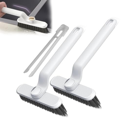 Brosse Nettoyage Salle de Bain, 360 Degrés Brosse Rotative Nettoyage des Interstices, Brosse Joint Carrelage, Brosse pour Crevasses à Poils Durs, pour Rainure Fenetre, Toilettes, Cuisine (Blanc)