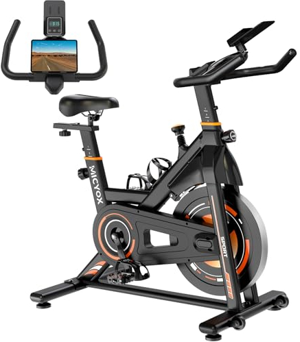 Micyox Ergometer Heimtrainer Fahrrad, TH-X3 Fitnessbikes mit Magnetischem Widerstand, Indoor Kardio Training, LCD Monitor mit IPad-Halterung Hometrainer 150 kg Belastbar