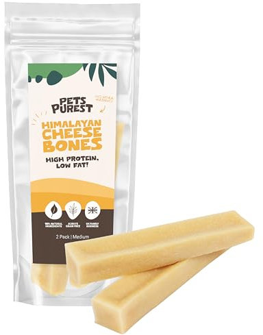 Pets Purest Yak Chews for Dogs, Long Lasting Natural Dog Treats for Dental Health & Calming. For Medium & Large Pets (2 Pack)