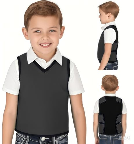 Sensory Compression Vest for Kids - Autism & ADHD Deep Pressure Therapy, Breathable Form-Fitting SPD Clothing, Calming Anxiety Relief, OT Support Black