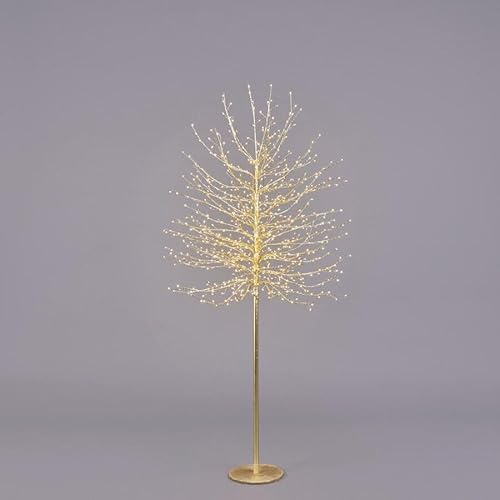 Magie di Natale Albero luminoso Faggio tronco lungo rami a microled luce calda da interno ed esterno (120 cm, Oro)