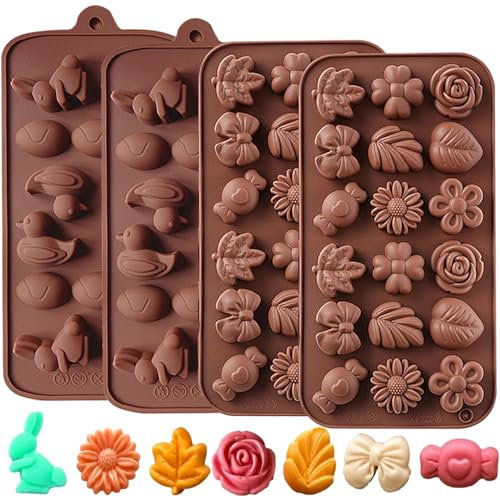 YXHZVON Stampo in Silicone Pasquale, 4 Pezzi Stampo uovo di Pasqua Policarbonato, Stampi Cioccolatini di Pasqua Silicone per Caramelle, Cioccolato, Biscotti, Gelatina